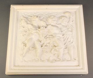 A plaster plaque depicting cavorting cherubs 17"