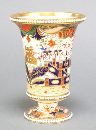 A 19th Century Spode Imari pattern cylindrical vase with splayed neck marked 967, 6" 