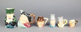 A Richman Staffordshire Toby jug 4 1/2" and 5 other character jugs 