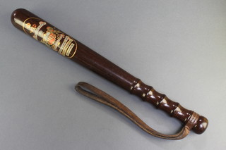 A George V Manchester Special Constabulary presentation truncheon with crest marked James Maining 1916-1919