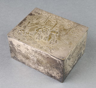 A WMF trinket box, the lid decorated a cycling scene the base marked WAS WMF 2"h x 4" x 3"