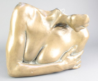 A bronzed wall plaque in the form of a lady's torso 18" x 15" 