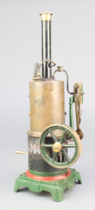 A Bing 1908/0 model stationary steam engine complete with burner, 12 1/2"h