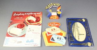 A cardboard shop display for Yeast-Vite tonic tablets 6" x 4", ditto Terry's Devon nut and fruit milk chocolate 7 1/2" x 6", ditto Wall's Ice Cream "A simple way to brighten any meal" 12" x 9 1/2", an enamelled sign "The home of Waller's toffee" 6" x 9" 