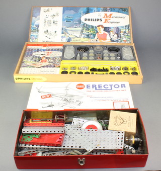 A 1960's Phillips ME1200 mechanical engineer construction kit boxed, together with a Gilbert Erector set no.1081 (Action Helicopter set) boxed 