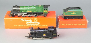 A Triang OO gauge locomotive and tender R53 4.6.2 Princess Loco in green livery and a tank engine