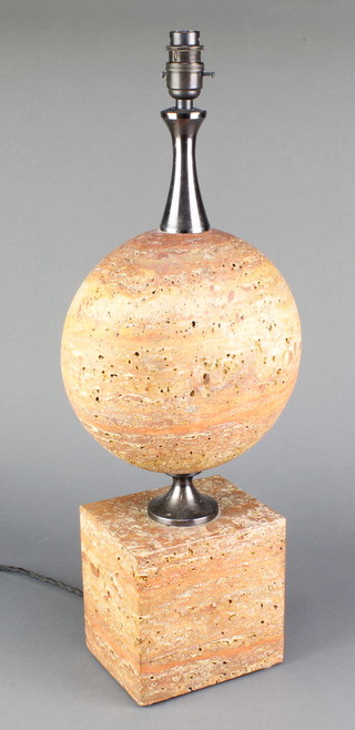 A polished stone table lamp 20" 