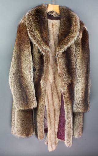 A lady's full length "Fox" fur coat together with a  fur stole 