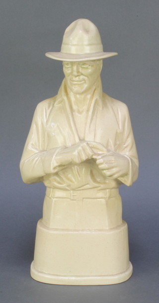 Ashtead Pottery, a tan glazed half portrait bust of a gentleman 11 1/2" 
