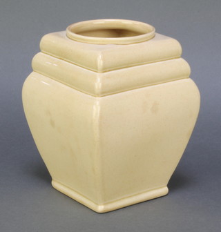 Ashtead Pottery, a tan glazed angular pottery vase 6 3/4" 