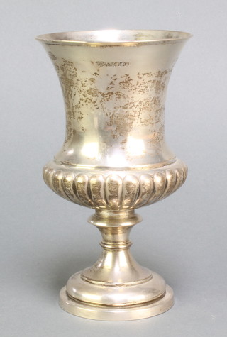A Victorian silver goblet with demi-fluted stem, London 1840, 280 grams, 7" 