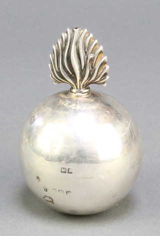 A silver HAC/Brigade of Guards table cigarette lighter in the form of a grenade thrown proper, Birmingham 1945