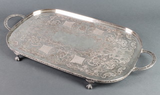 A plated two handled galleried tray 22 1/2"