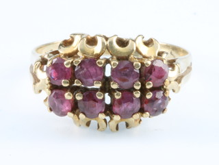A 9ct yellow gold ruby set ring size L