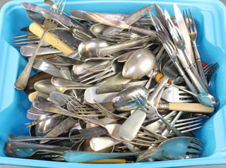 A large quantity of mixed silver plated cutlery 