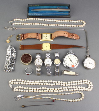 A paste set bracelet, minor costume jewellery and watches