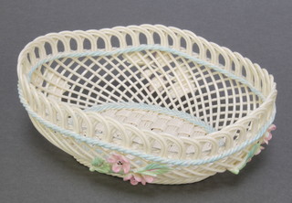 A modern Belleek lattice bowl applied flowers 11" boxed