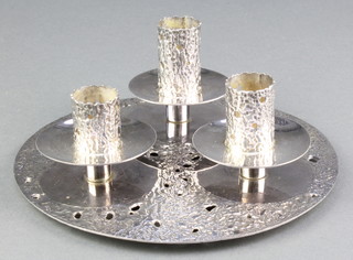 A contemporary silver 3 light candle holder London 1976, 446 grams