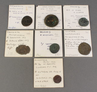 7 Roman coins Valerian II, Severus Alexander, Gordian III, Constans, Constans, Maximianus and Gallienus 