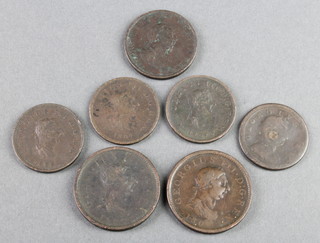 Seven George III bronze coins

