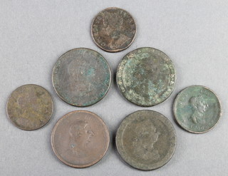 Seven George III bronze coins 