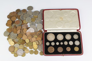 A 1937 specimen coin set cased and minor coins including pre 1947 