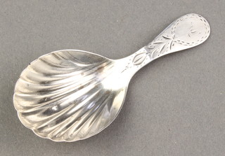 A George III silver caddy spoon with shell bowl London 1818