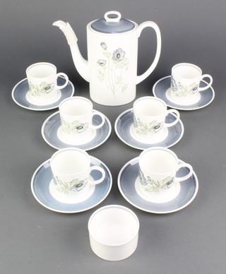 A Wedgwood Susie Cooper design Glenmist coffee set, comprising coffee pot, 6 coffee cans, 6 saucers, cream jug and sugar bowl