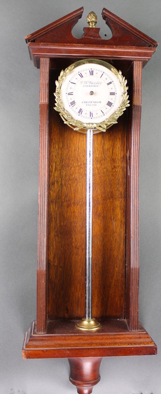 T W Bazeley, a 20th Century gravity clock with 4" enamelled dial contained in a gilt metal and mahogany case