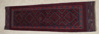 A Suzni Kilim runner with all-over geometric designs 115" x 28" 