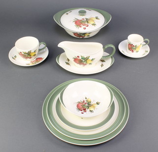 A Wedgwood Covent Garden coffee, tea and dinner service comprising 5 coffee cans, 6 saucers, 6 tea cups, 7 saucers, 8 tea plates, 8 medium plates, 8 dinner plates, 8 dessert bowls, sauce boat and stands, 2 tureens and covers, bowl and meat plate