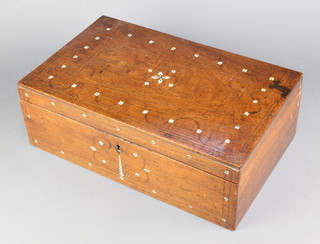 A 19th Century Anglo Indian camphor trinket box inlaid ivory and with brass escutcheon 6"h x 16"w x 10"d 