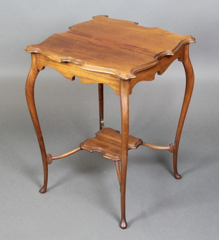 An Edwardian shaped mahogany 2 tier occasional table with undertier, raised on cabriole supports 26"h x 19"w x 20"d 