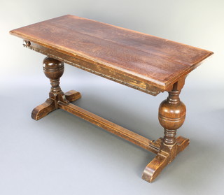A  1930's The Le-Zi Way  extending draw leaf dining table, raised on club supports with H framed stretcher 30"h x 24"w x 53"l x 102" when extended 