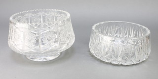 A cut glass fruit bowl with hobnail decoration 8", a ditto 9" 