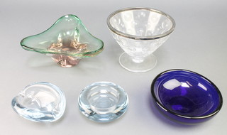 A Swedish Art Glass ashtray 3", 1 other and 3 bowls