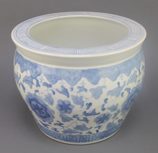 A modern blue and white Chinese jardiniere 18" 