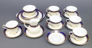 A Royal Grafton Viceroy pattern tea and coffee set comprising 5 tea cups, 6 saucers, 1 coffee cup, 2 saucers, cream jug, sugar bowl, 4 sandwich plates, serving plate 