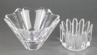 An Orrefors "Orion" glass bowl by Lars Hellsten 7", and a "Princess" bowl by Sven Palmqvist 5 1/2" 
