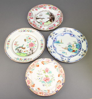 A 19th Century Spode dinner plate decorated in the chinoiserie manner 3067 9 1/2", a ditto 3468 9 1/2", another 2083 10" and a floral ditto 8 1/2" 