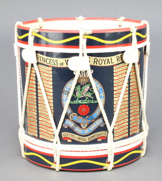 A plastic ice bucket in the form of a drum of the Princess of Wales Own Regiment Queen's and Royal Hampshires 
