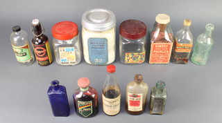 A Melhuish batter mixture bottle, a Tippers for Vitalis bottle, a Fields rainbow range ink bottle and other bottles  