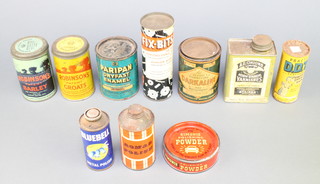 A tin of Simoniz car polish, a tin of A.E Onions high grade varnish, a tin of Robinson's Patent Groats and various other tins 