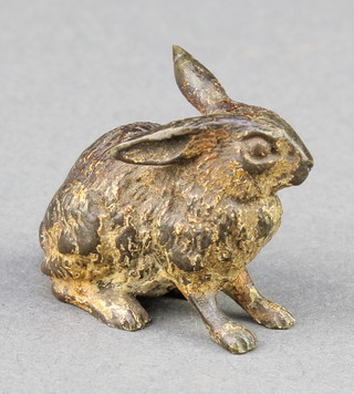 An Austrian cold painted bronze figure of a seated hare 1 1/4" 