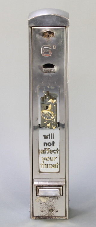 A 1930's Craven A cigarette vending machine in an arch shaped chromium case with mirrored panel, marked Craven A will not affect your throat 30"h x 5 1/2"w x 4 1/2"d 