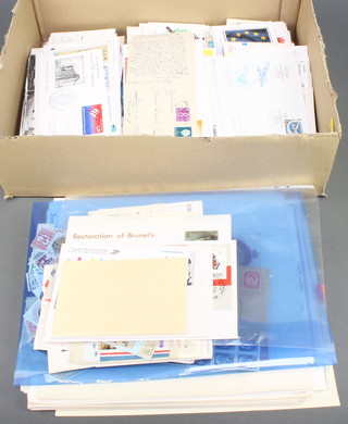 A shallow box of GB and mixed World stamps, first day covers 