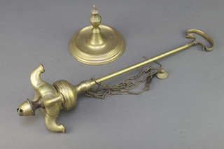 A Continental brass censer raised on a circular turned base 23", base f, 