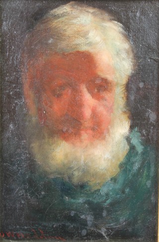 D W Haddon, oil on canvas, signed, study of a bearded gentleman 6 1/4" x 4 1/4"