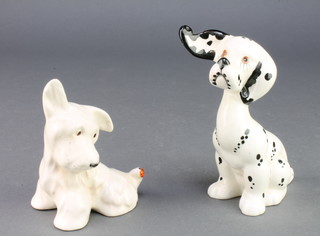 A Beswick figure of a terrier with a ladybird on his tail no.805 3 3/4", a ditto of a Dalmatian 5" 