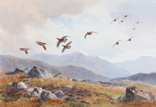 John Cyril Harrison, watercolour, signed, "A Good Pack Grouse" label on verso 13 1/2" x 18 1/2" 